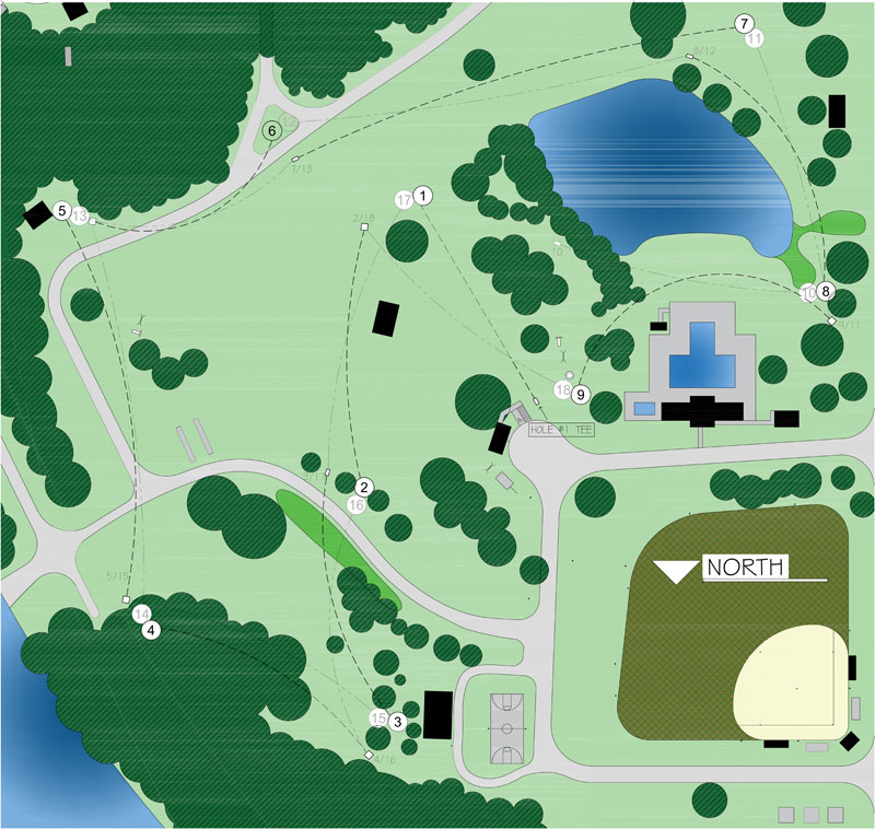 Grayville Memorial Park frisbee golf map